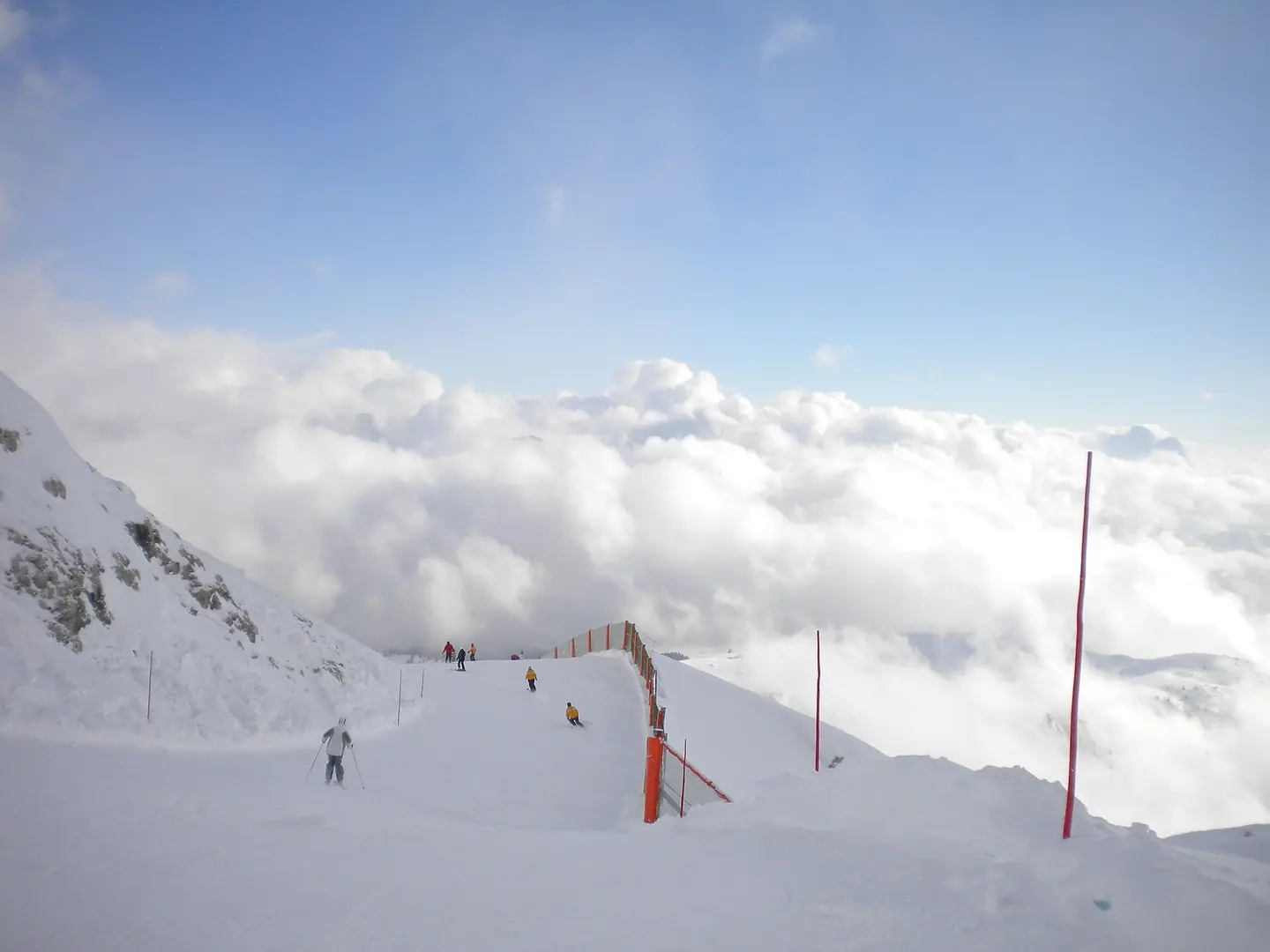 Alta Badia, Dolomites, Italy. "Valon" slope above an ocean of clouds