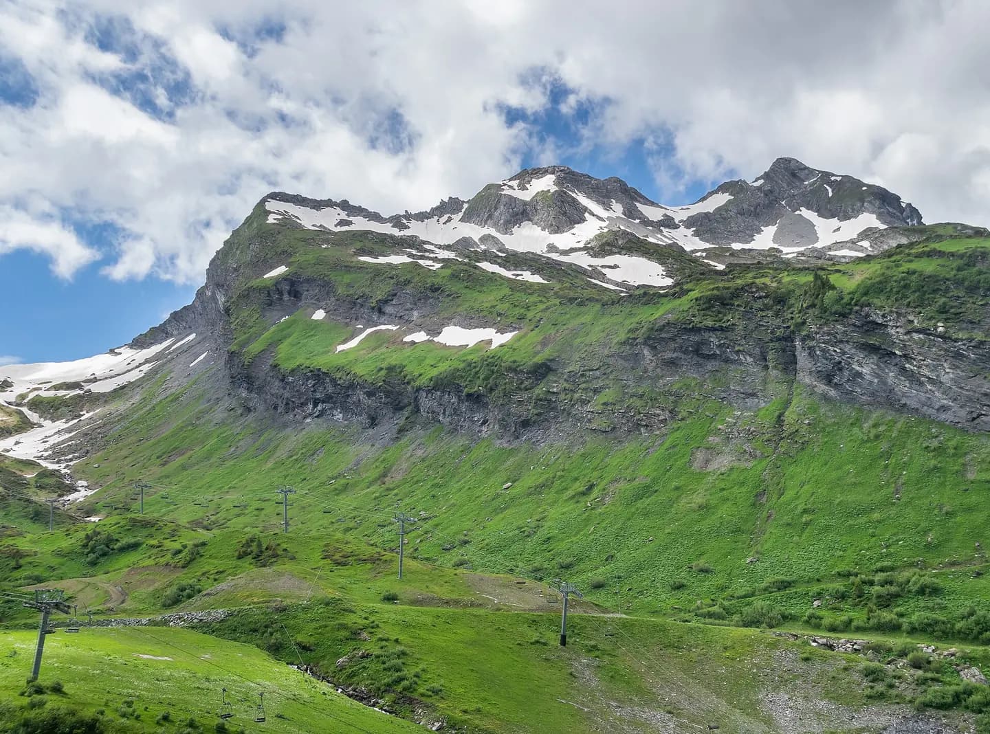 Eastern slope of Les Hauts Forts viewed from Lac d'Avoriaz, commune of Morzine, Haute-Savoie, France