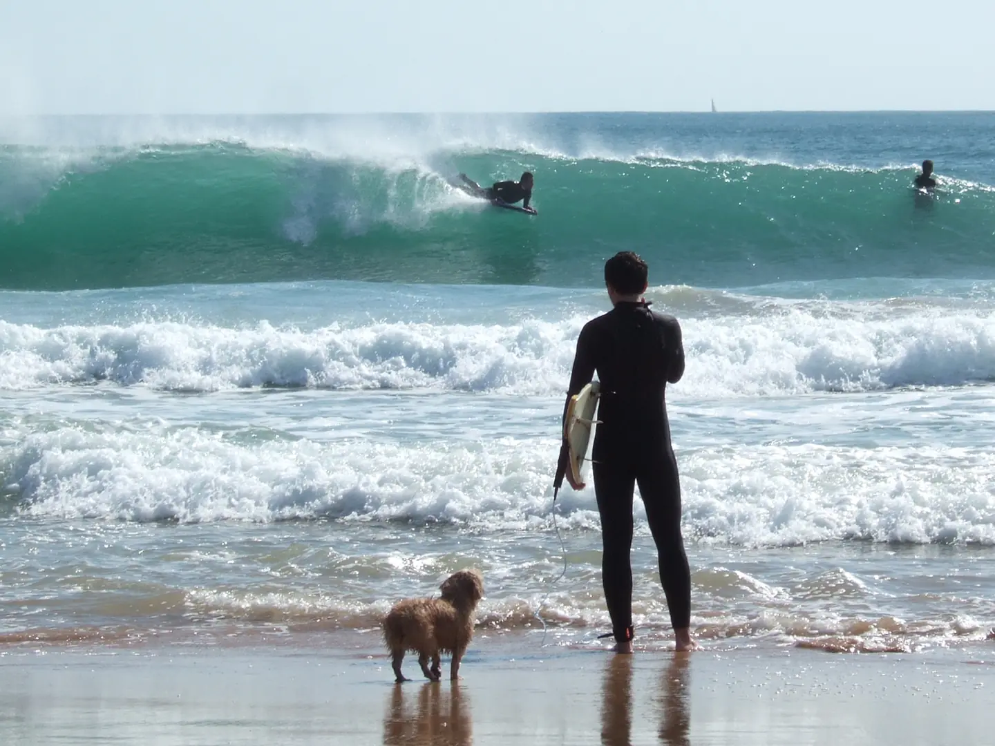 Surfers at Carcavelos beach, Portugal