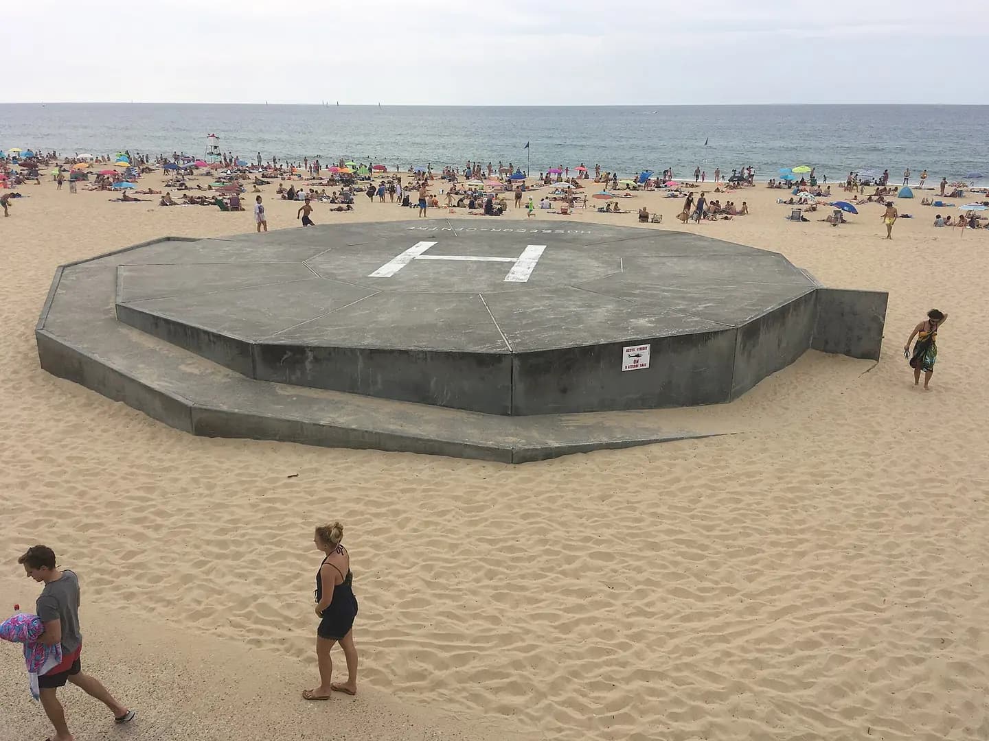 Helicopter landing pad on the beach of Hossegor, Les Landes, France
