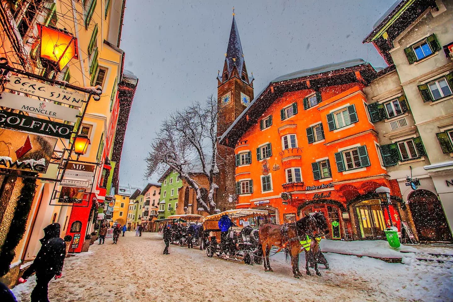 Winter snowing skiing holiday KItzbuhel Austria