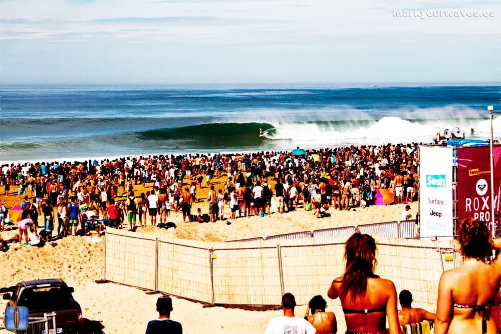 Beach pic at the Quiksilver Pro France surf competition at the La Graviere wave in Hossegor