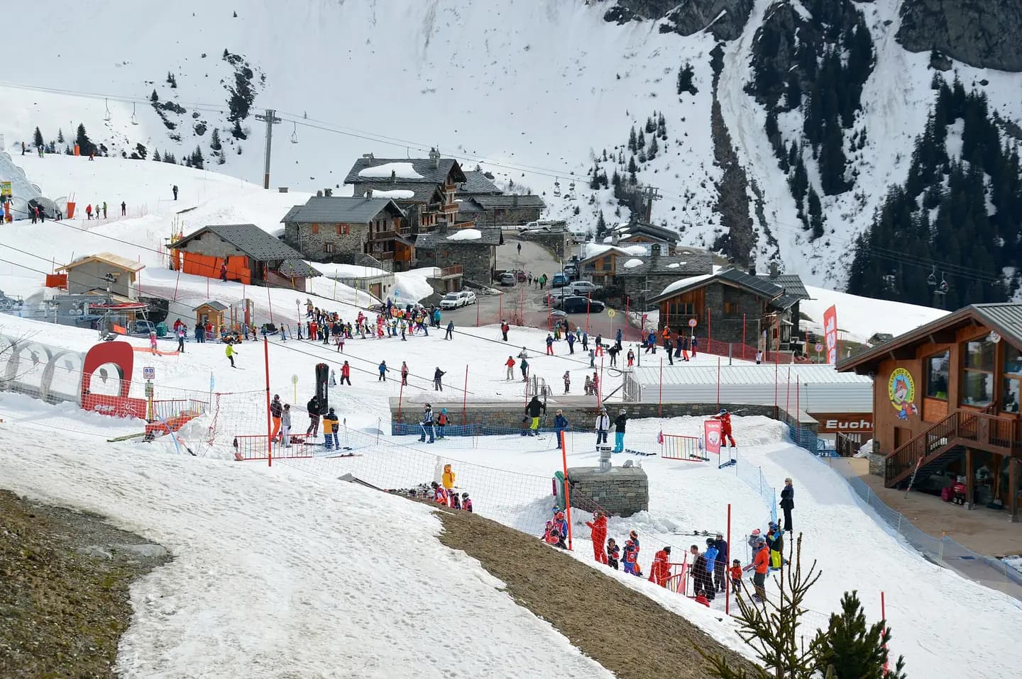View of Village des Eucherts and the ski school, Les Eucherts, La Rosière, 2024