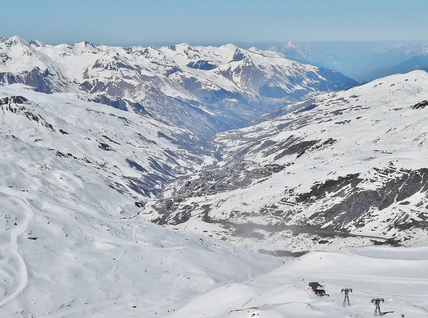 Panoramic sight of Les Menuires ski resort, in Savoie , France