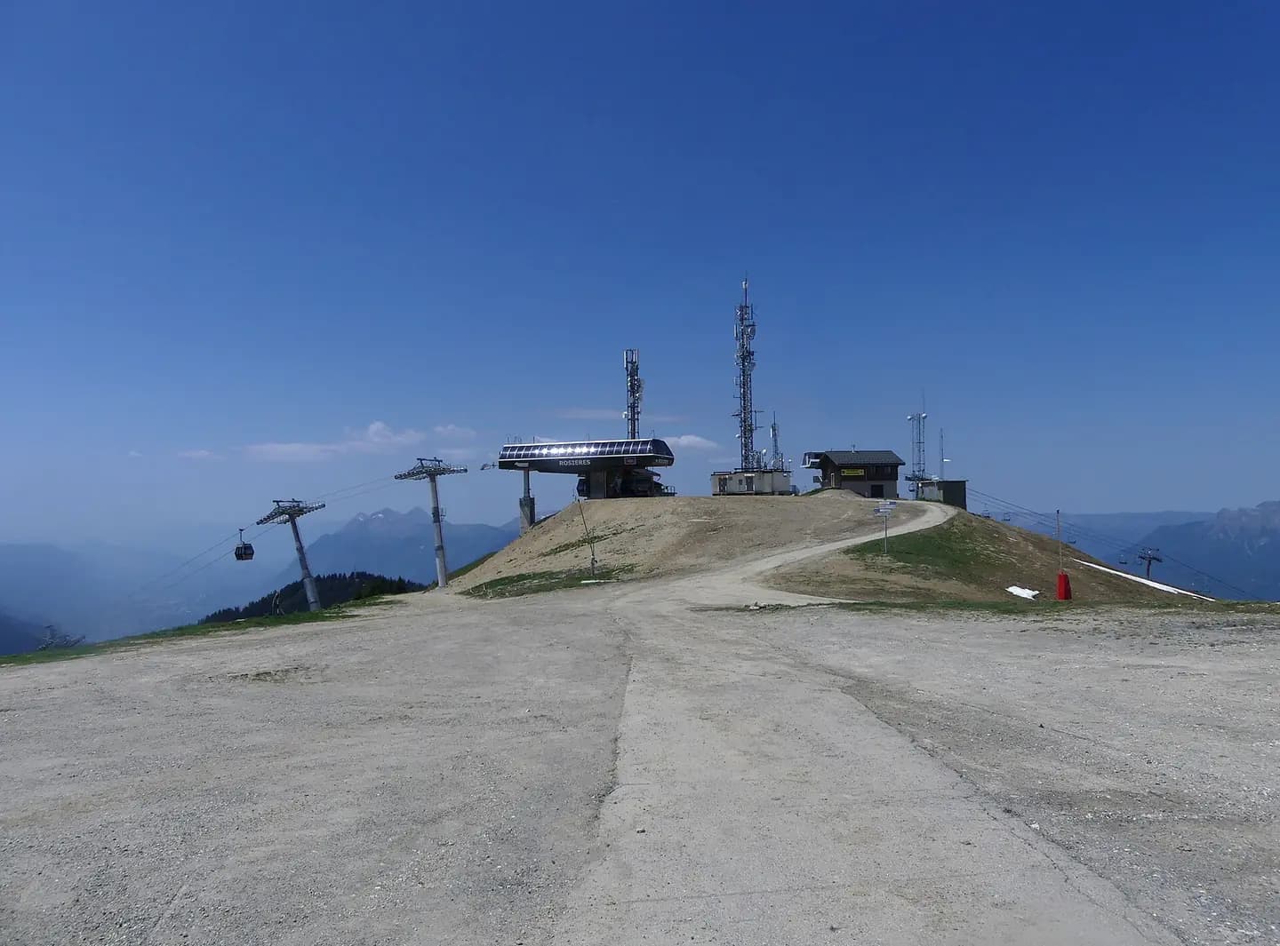 Sight, in spring after the snow melted, of the top of Mont Bisanne mountain (1,941 meters high), on Les Saisies ski resort area, Savoie , France