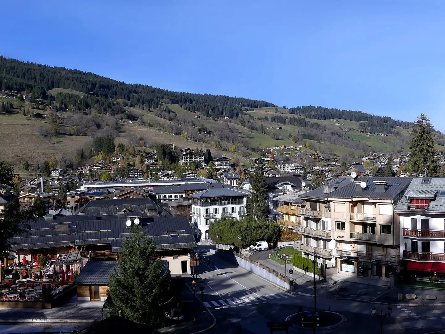 Sight, in autumn, of Megève downtown, in Haute-Savoie , France