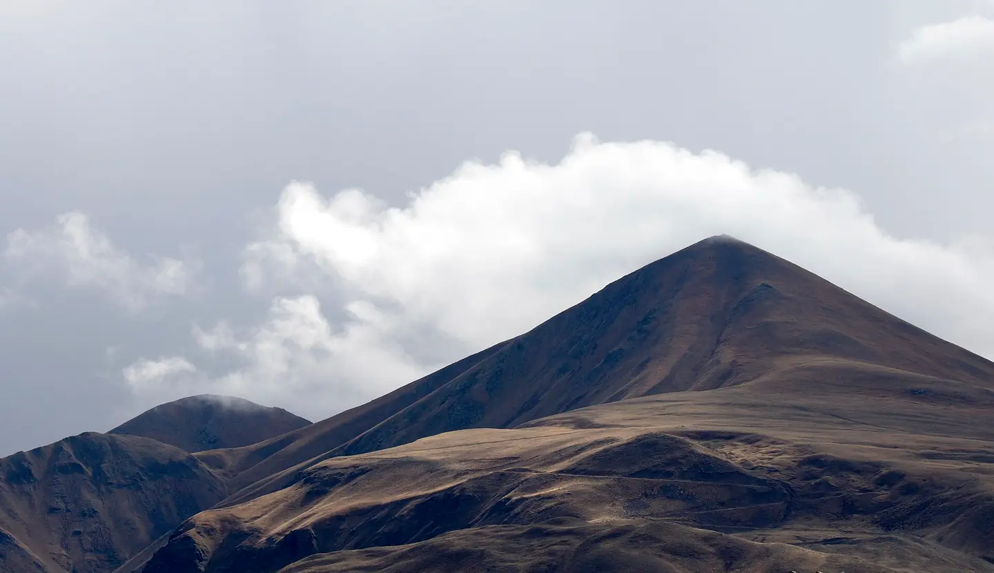 In a partly cloudy day from Ataturk University Campus a look to Palandöken Mountain, a skiing destination in Erzurum, Turkey