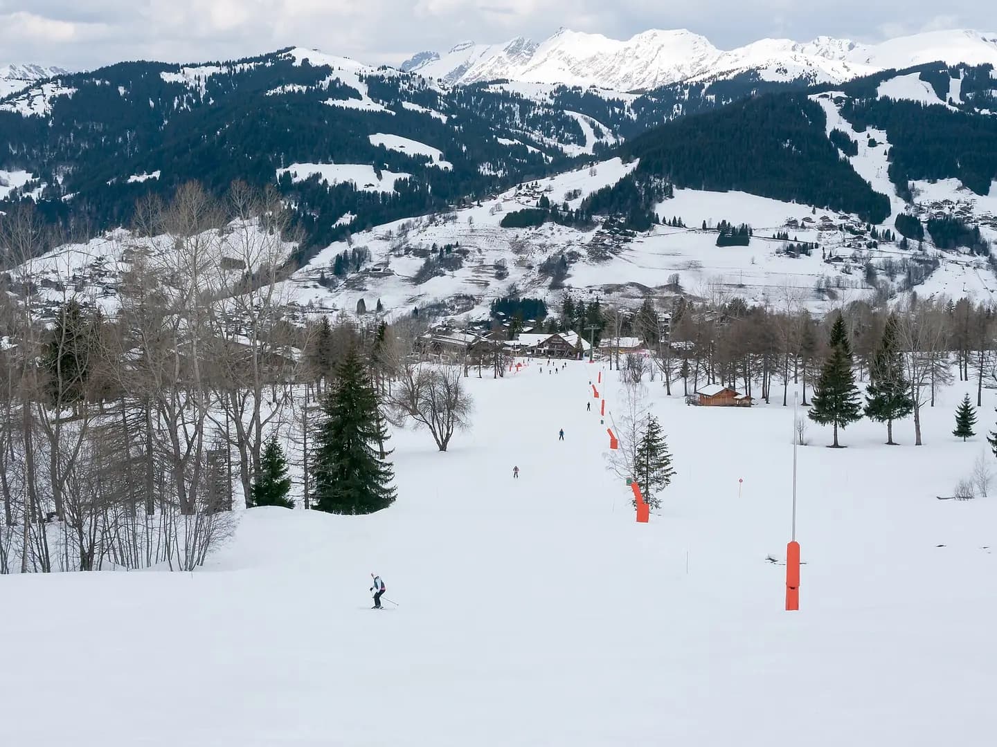 View of the village Megève from the ski slopes, Haute-Savoie, France