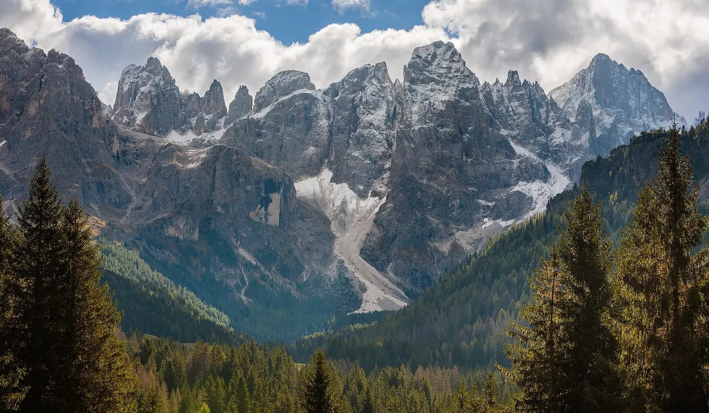 Pale di San Martino mountains and Val Venegia valley, San Martino di Castrozza, Trentino-Alto Adige, Italy in 2025 October