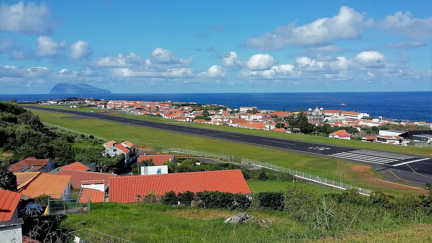 View over Santa Cruz, town and main settlement in Flores island (Azores)