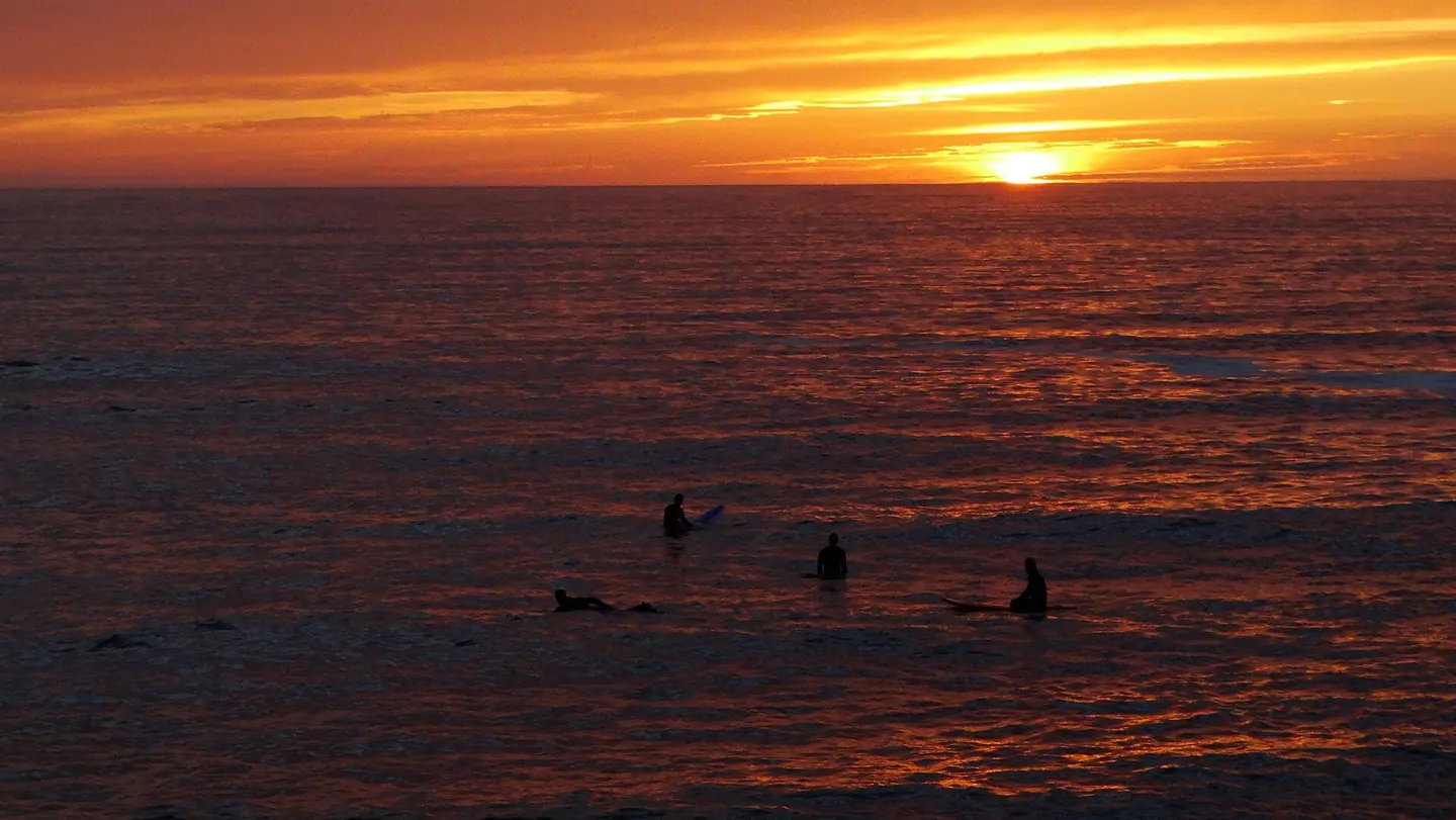 Strandhill Beach at sunset - surfers