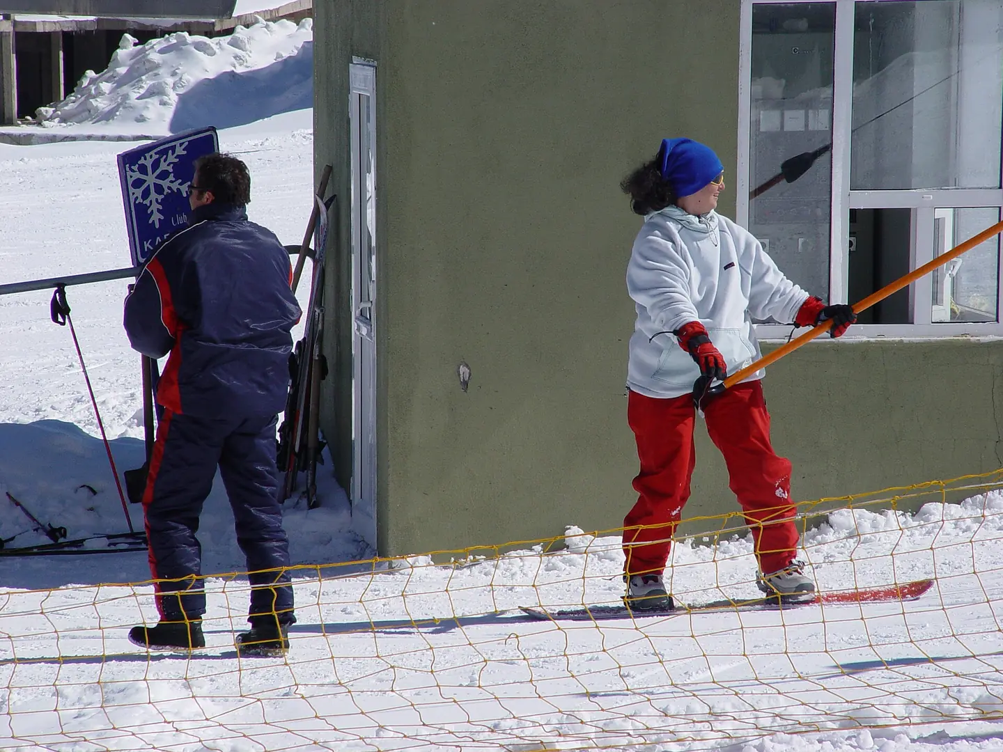 I only went up once to see how other people enjoyed a pack of snow that was too thick for my dress. One of pictures taken of them, their skiing and some facilities and transport