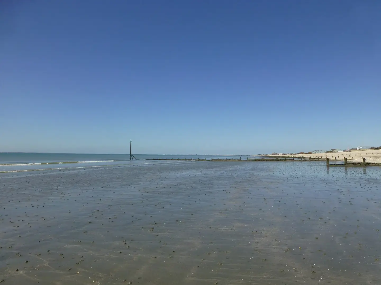 Deserted beach on Bracklesham Bay