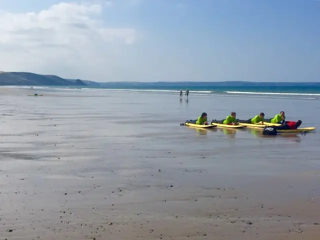 Surfing school on Newgale beach
