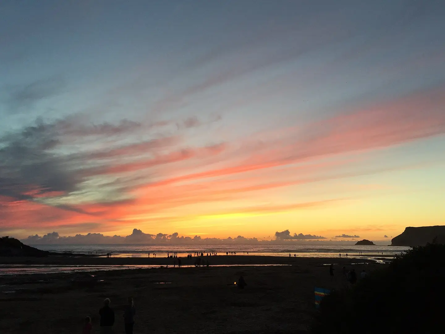 A sunset on Polzeath Beach