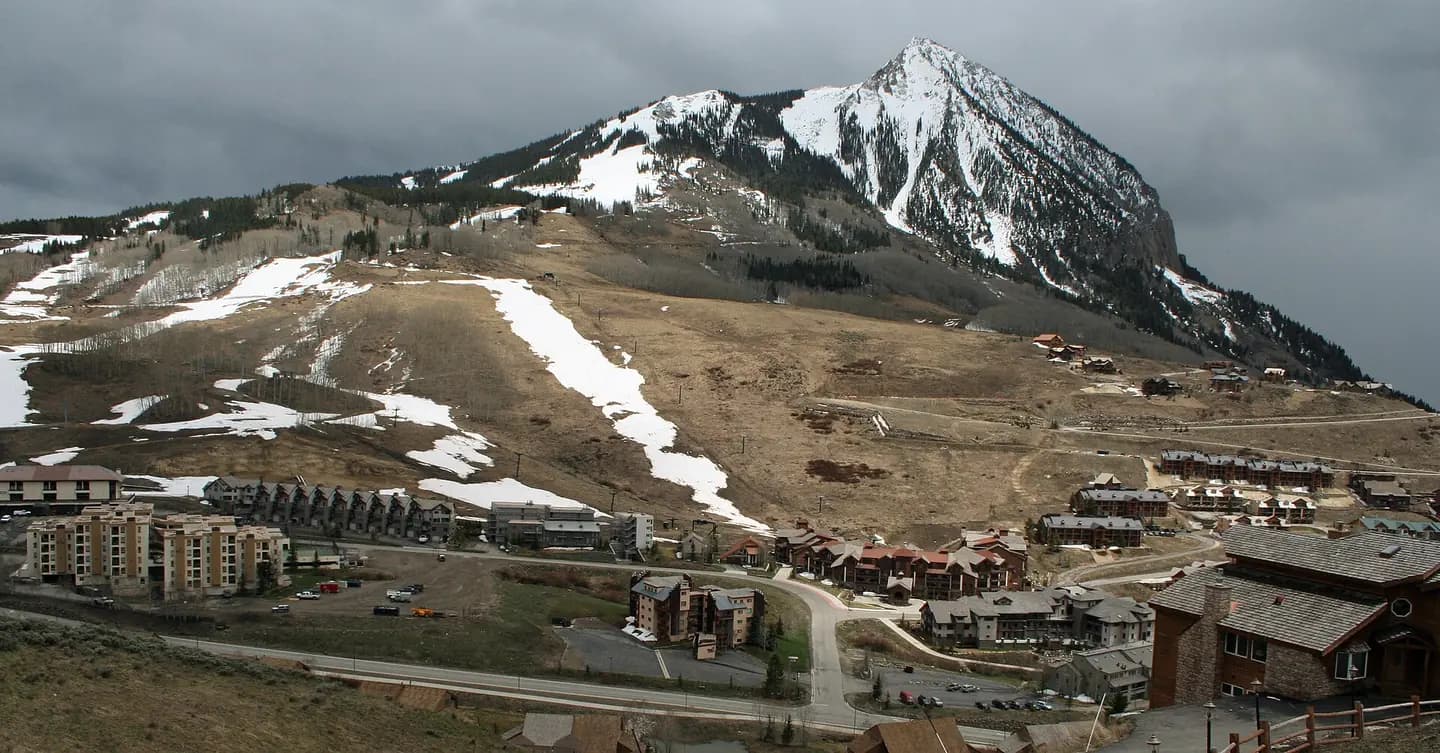 The town of Mount Crested Butte, Gunnison County, Colorado. The mountain is Crested Butte. The ski resort is Crested Butte Mountain Resort