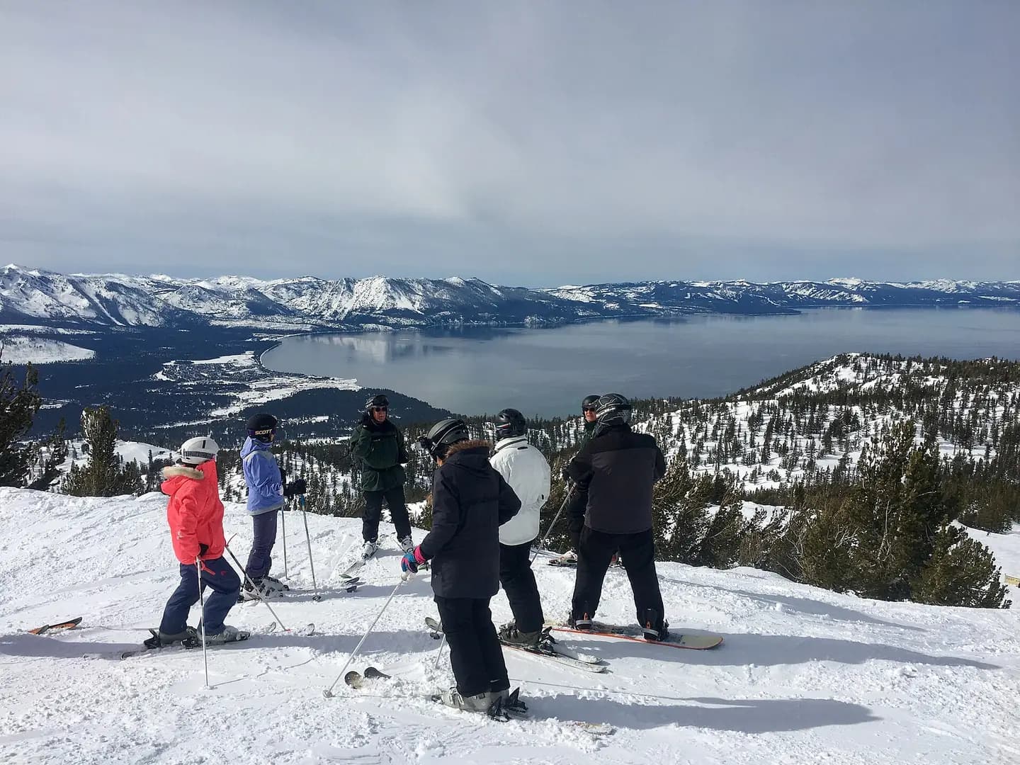 LTBMU Conservation education Ski with a Ranger tour overlooks Lake Tahoe from Heavenly Mountain Resort. Photo credit: Reanna Suela