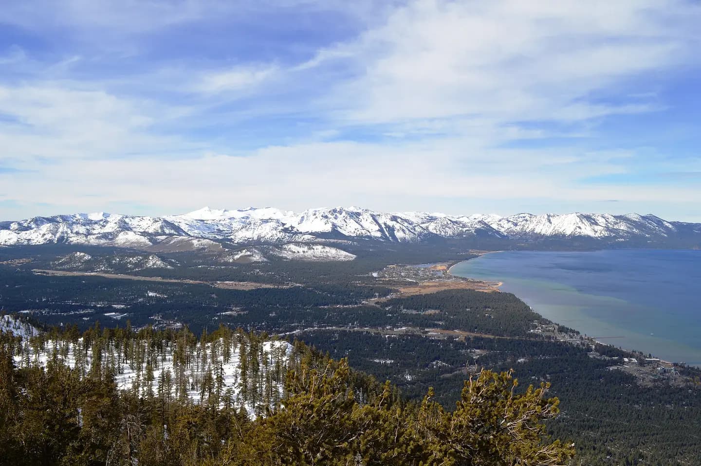 Overlooking South Lake Tahoe from Heavenly Observation Deck on a cool winter day