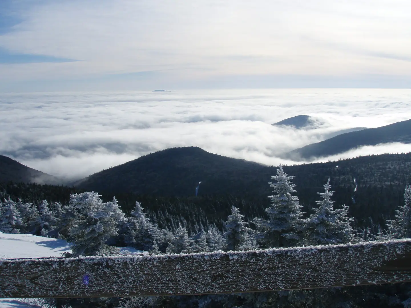 View from the top of Killington Peak, the highest point of Killington, Vermont. Note the clouds in the background