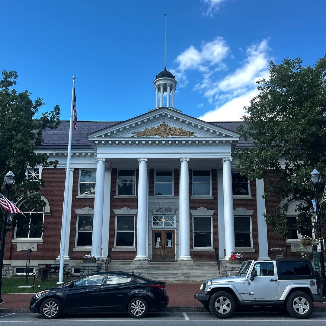 The town hall of Stowe, Vermont in August 2024
