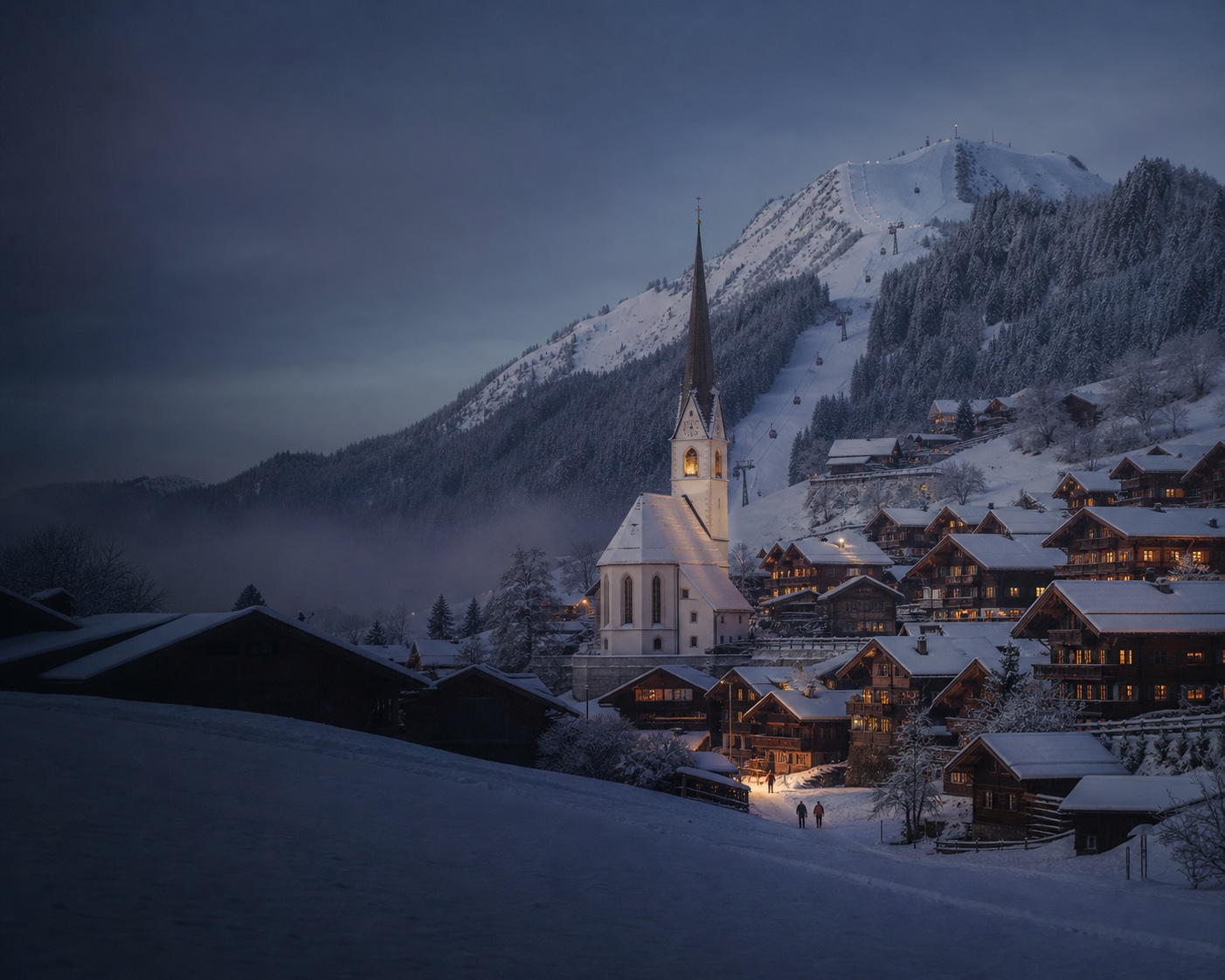 Alpbach's uniform timber village and church beneath the Wiedersbergerhorn