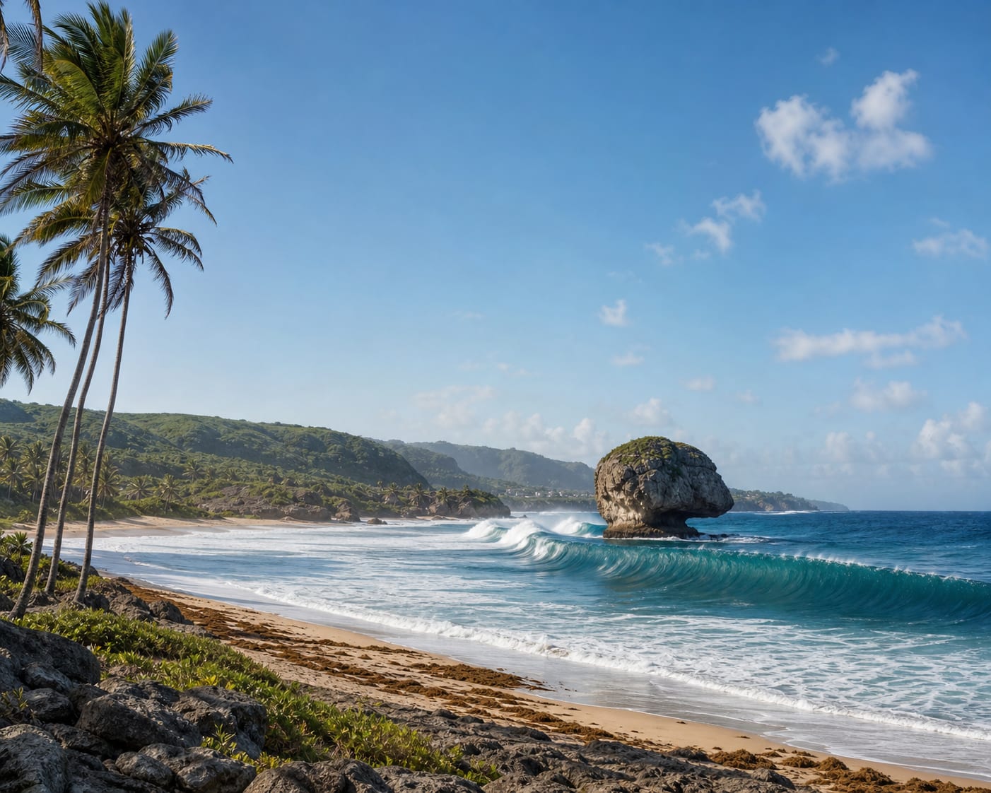 Bathsheba's Soup Bowl surf and great coral boulder on Barbados