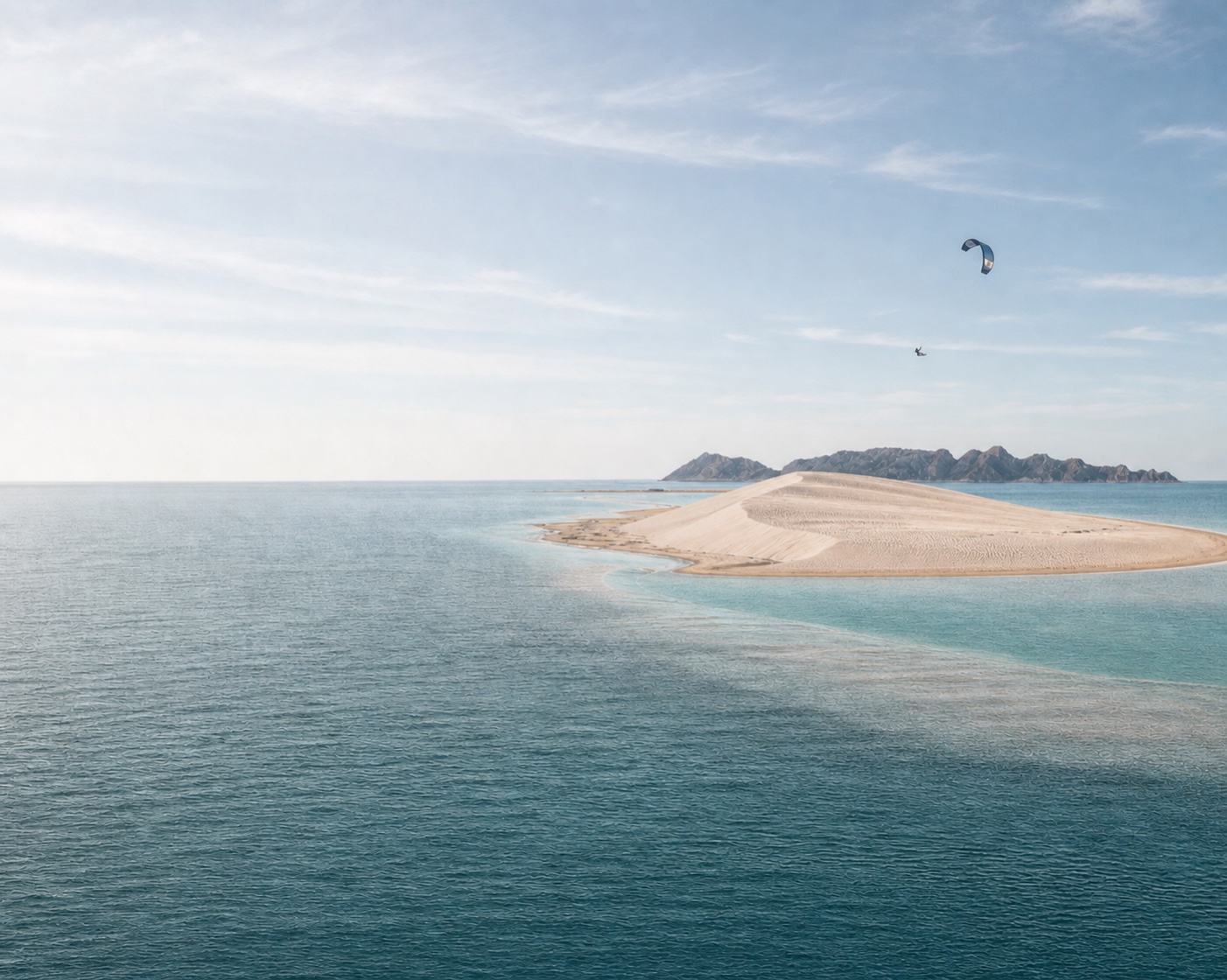 Dakhla's White Dune rising from the lagoon near Dragon Island