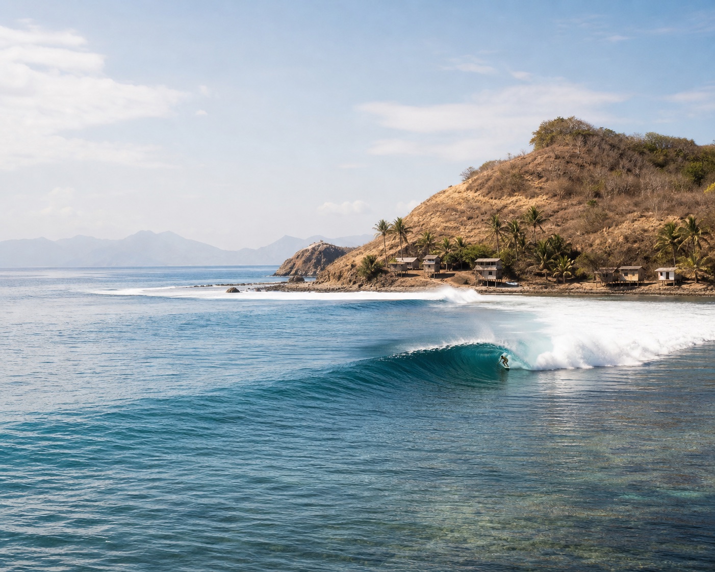 A Desert Point barrel racing along Bangko-Bangko's dry headland