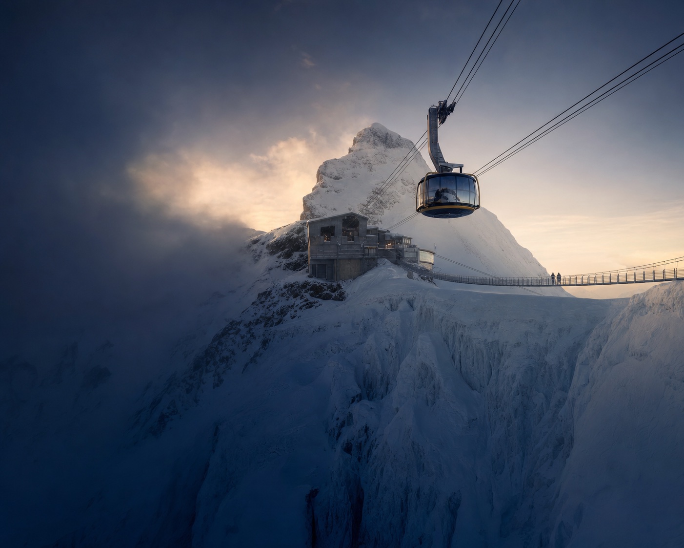 The Titlis Rotair and Cliff Walk suspended above Engelberg's glacier