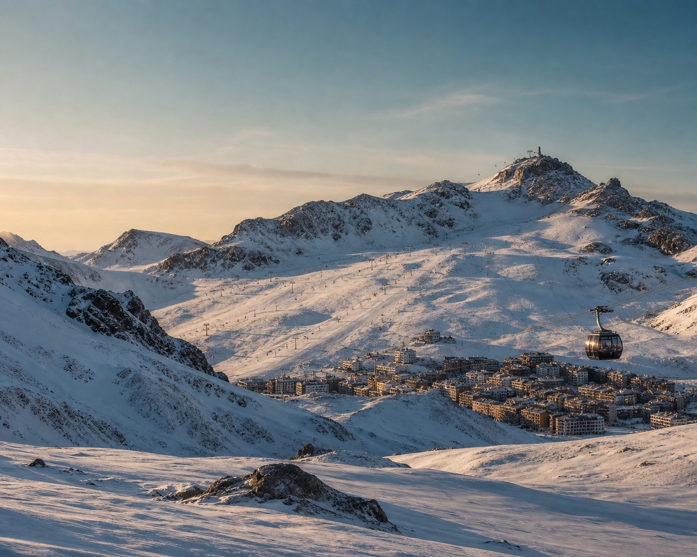 A gondola above Grandvalira's high Pyrenean pistes and Pas de la Casa