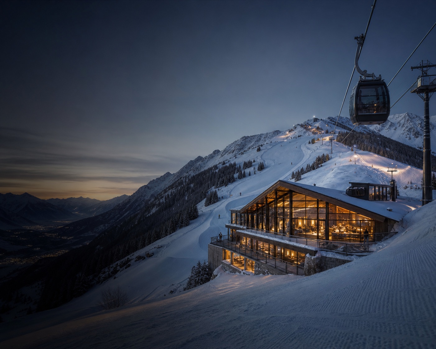 A glass-and-timber mountain lodge beside the Hochzillertal gondola