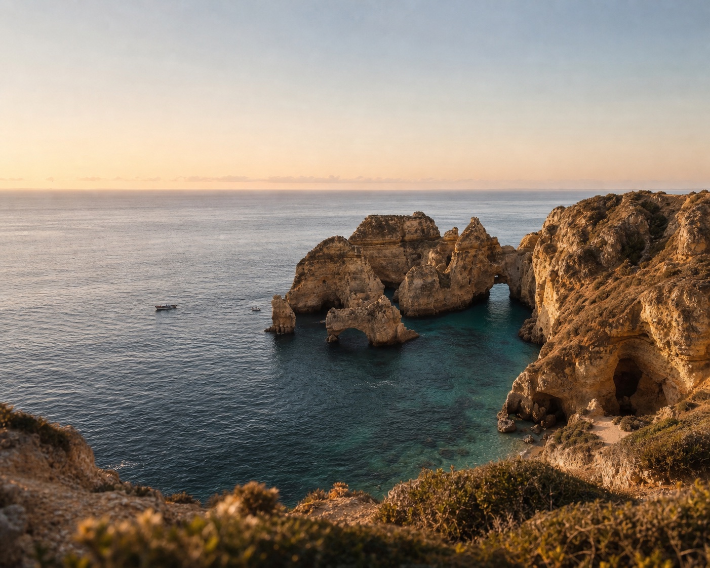 The golden sea arches and sandstone stacks of Ponta da Piedade at Lagos