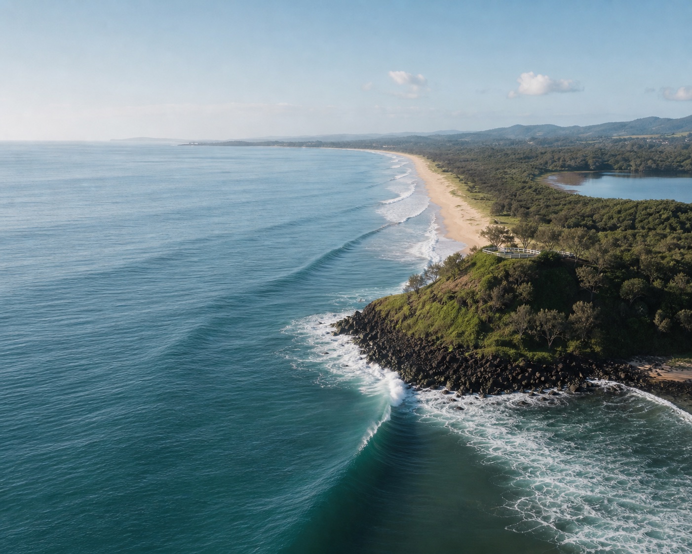 Lennox Point surf beside Seven Mile Beach and Lake Ainsworth