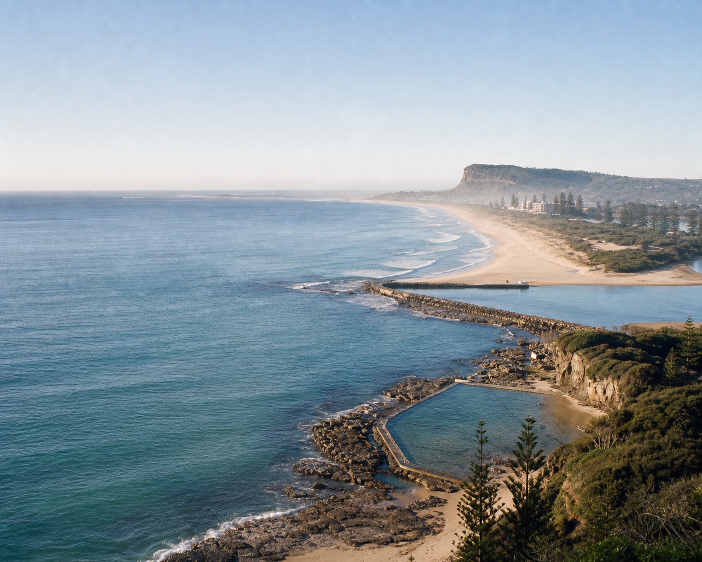 North Narrabeen's left beside the lagoon mouth and ocean pool