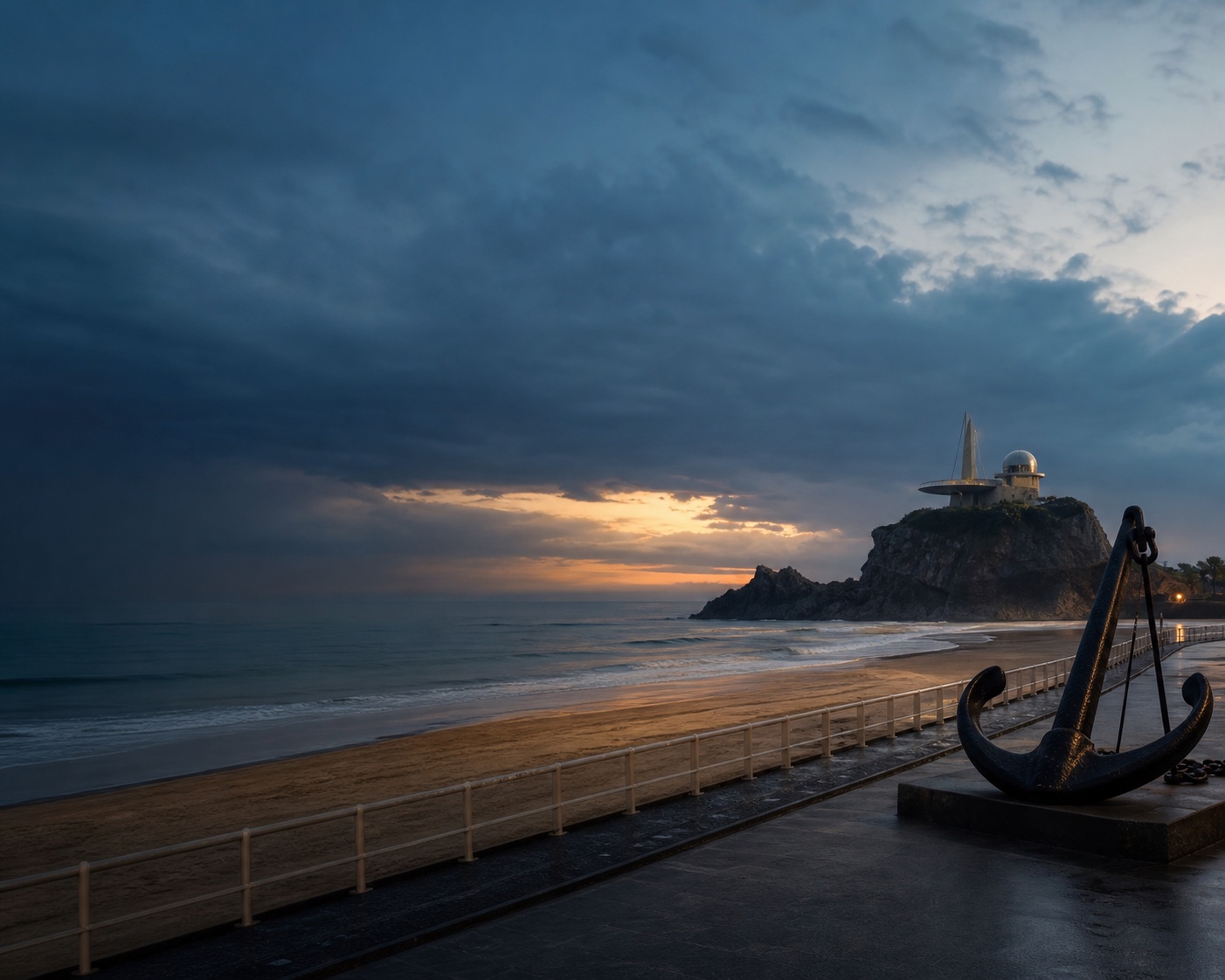 Salinas beach and the monumental anchors of La PeΓ±ona headland