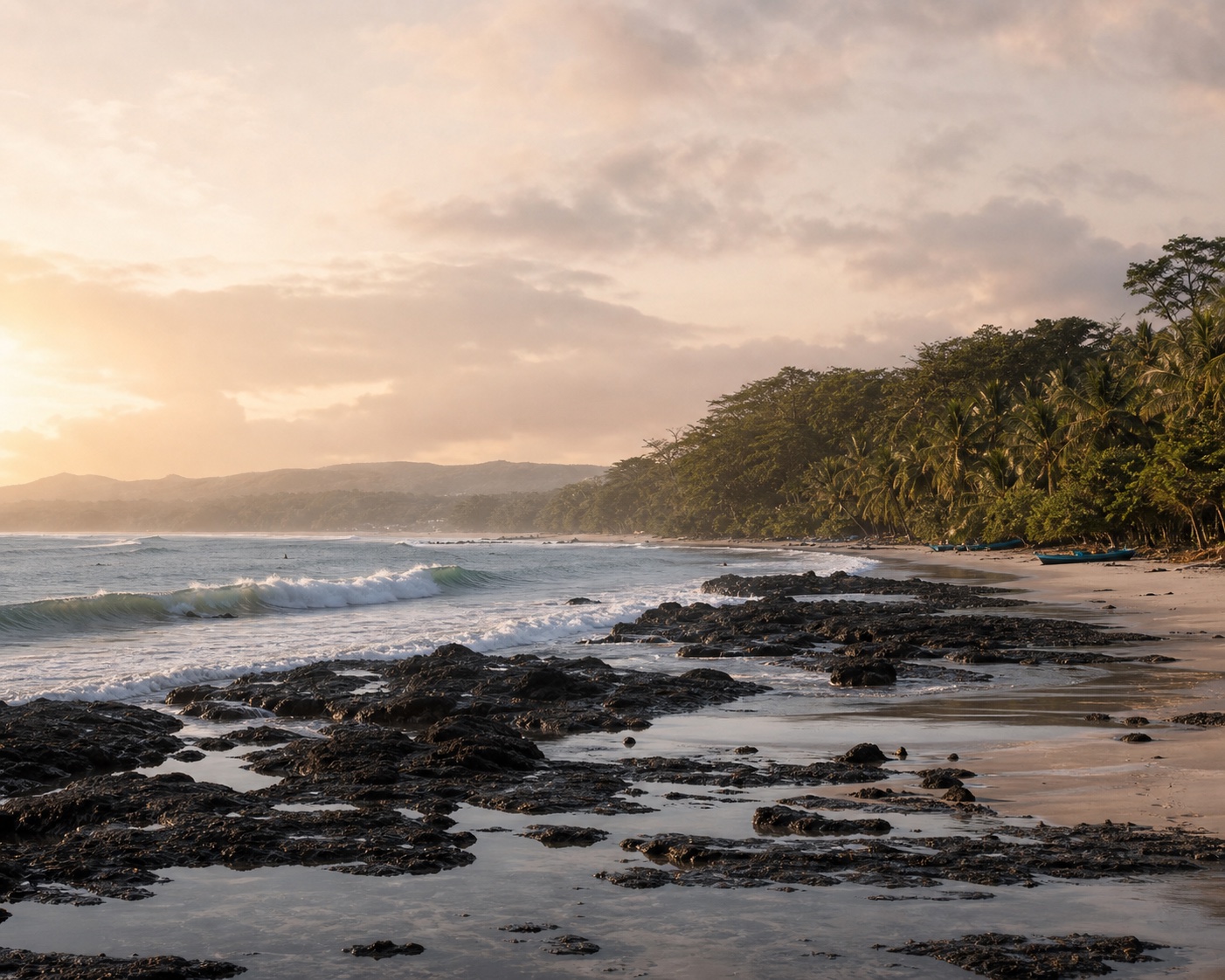 Santa Teresa surf beyond the volcanic tide pools and jungle of Mal Paรญs