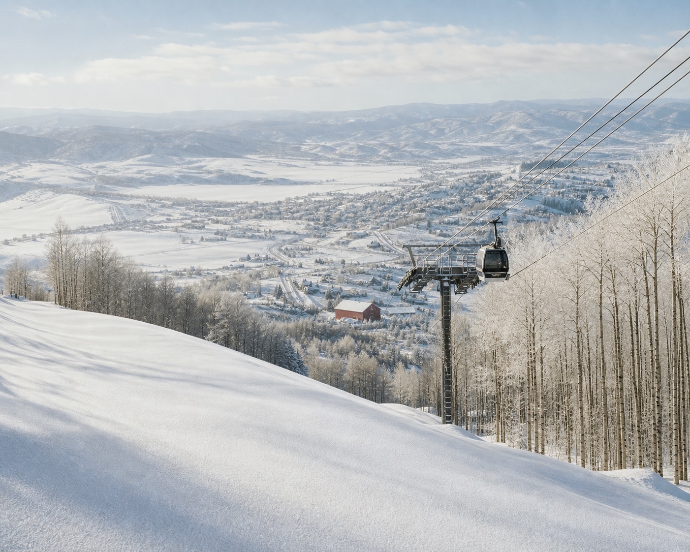 Steamboat gondola crossing aspen glades above the Yampa Valley