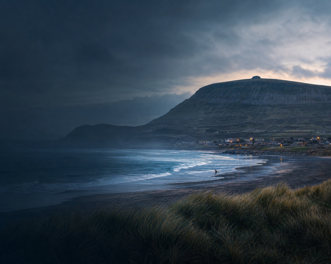 Strandhill surf beneath Knocknarea and Queen Maeve's cairn