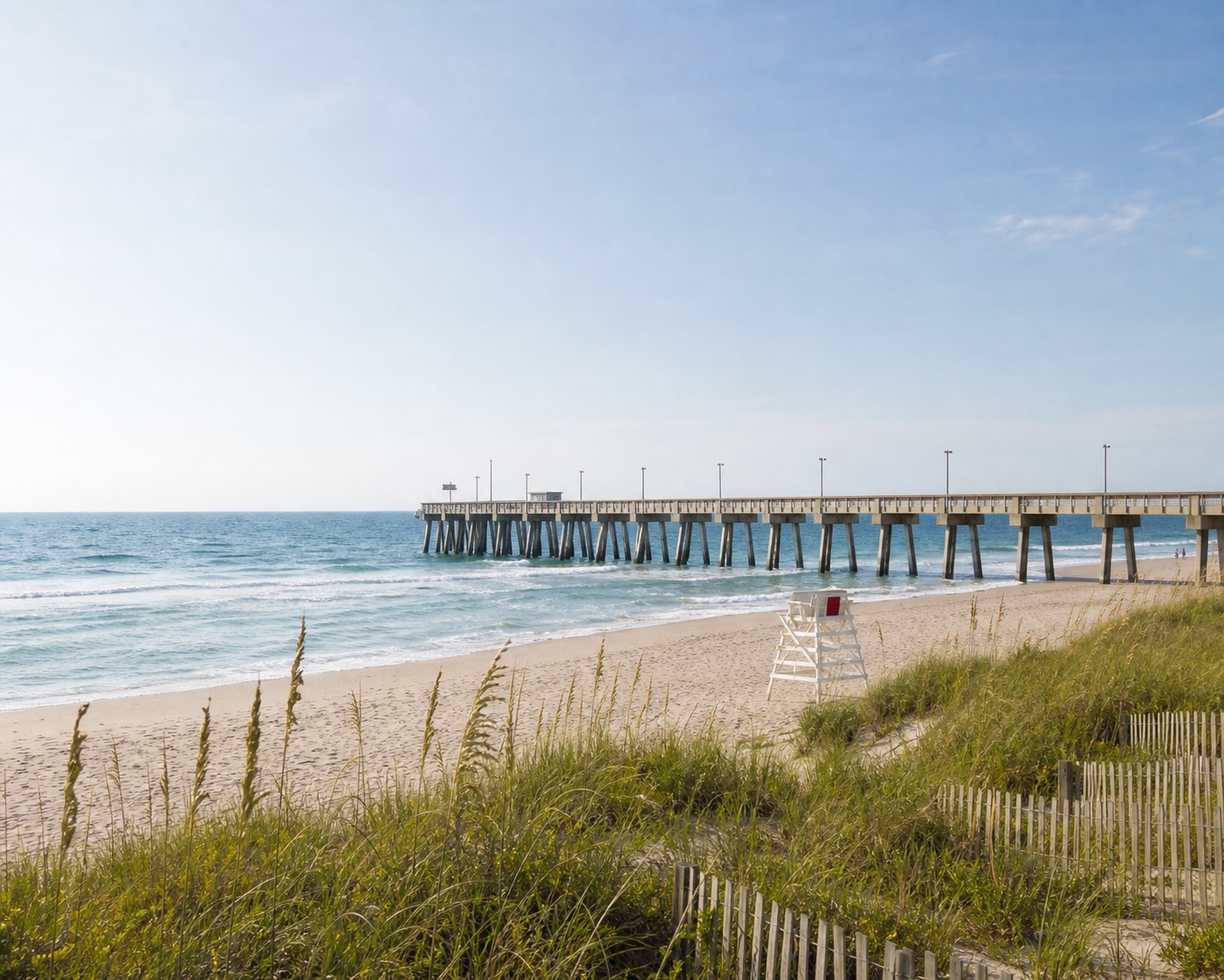 Wrightsville Beach surf beneath the concrete Johnnie Mercers Pier